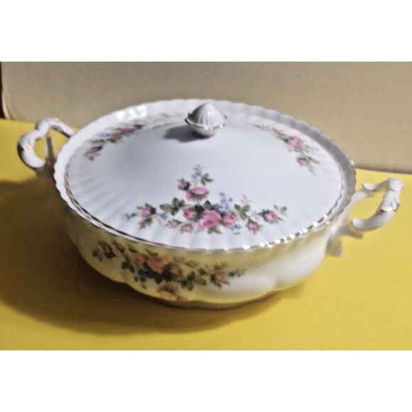 Vintage Royal Albert "Moss Rose" Handled & Lidded Soup/Vegetable 12" Tureen - Picture 14 of 14